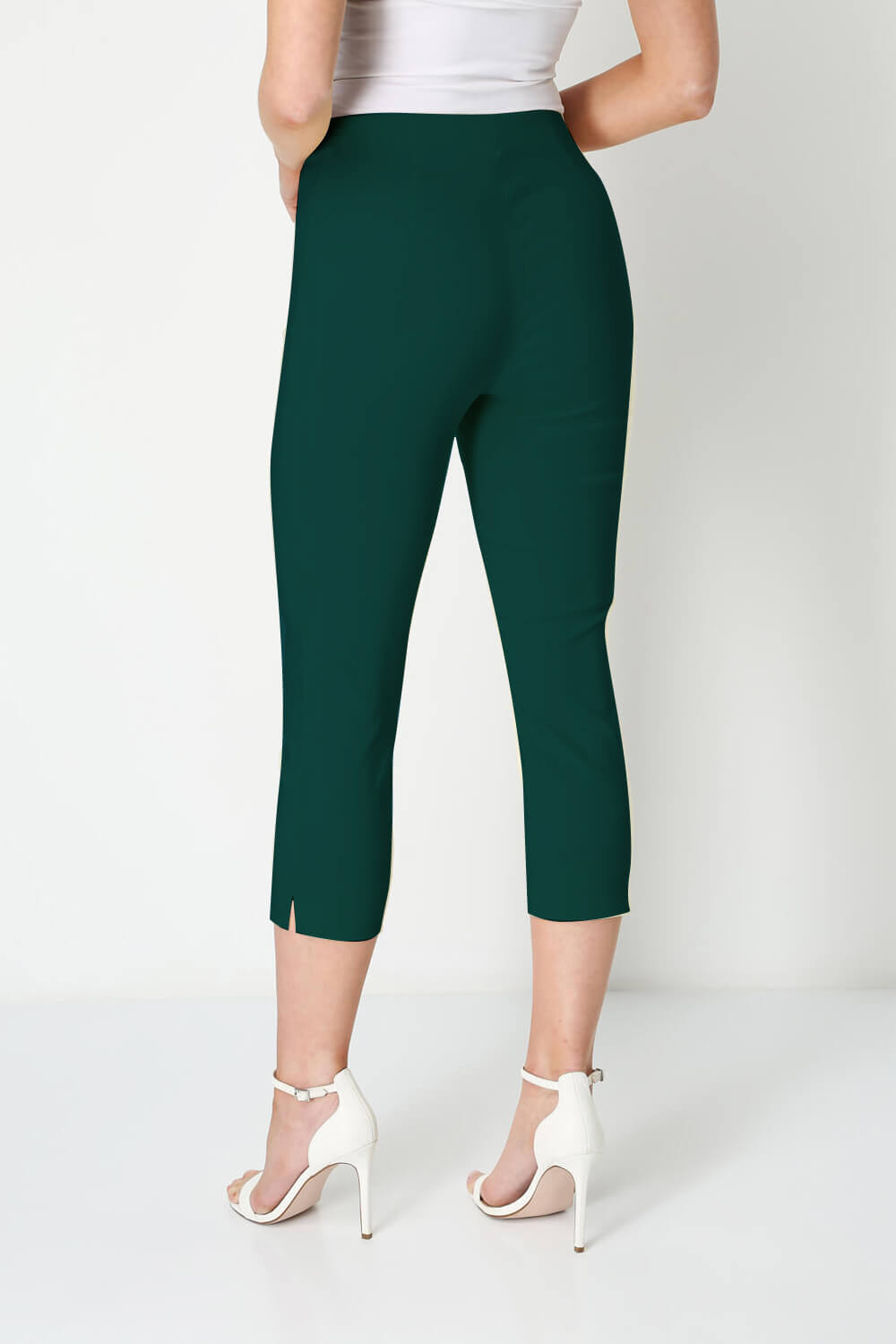 Dark Green Cropped Stretch Trouser, Image 3 of 6