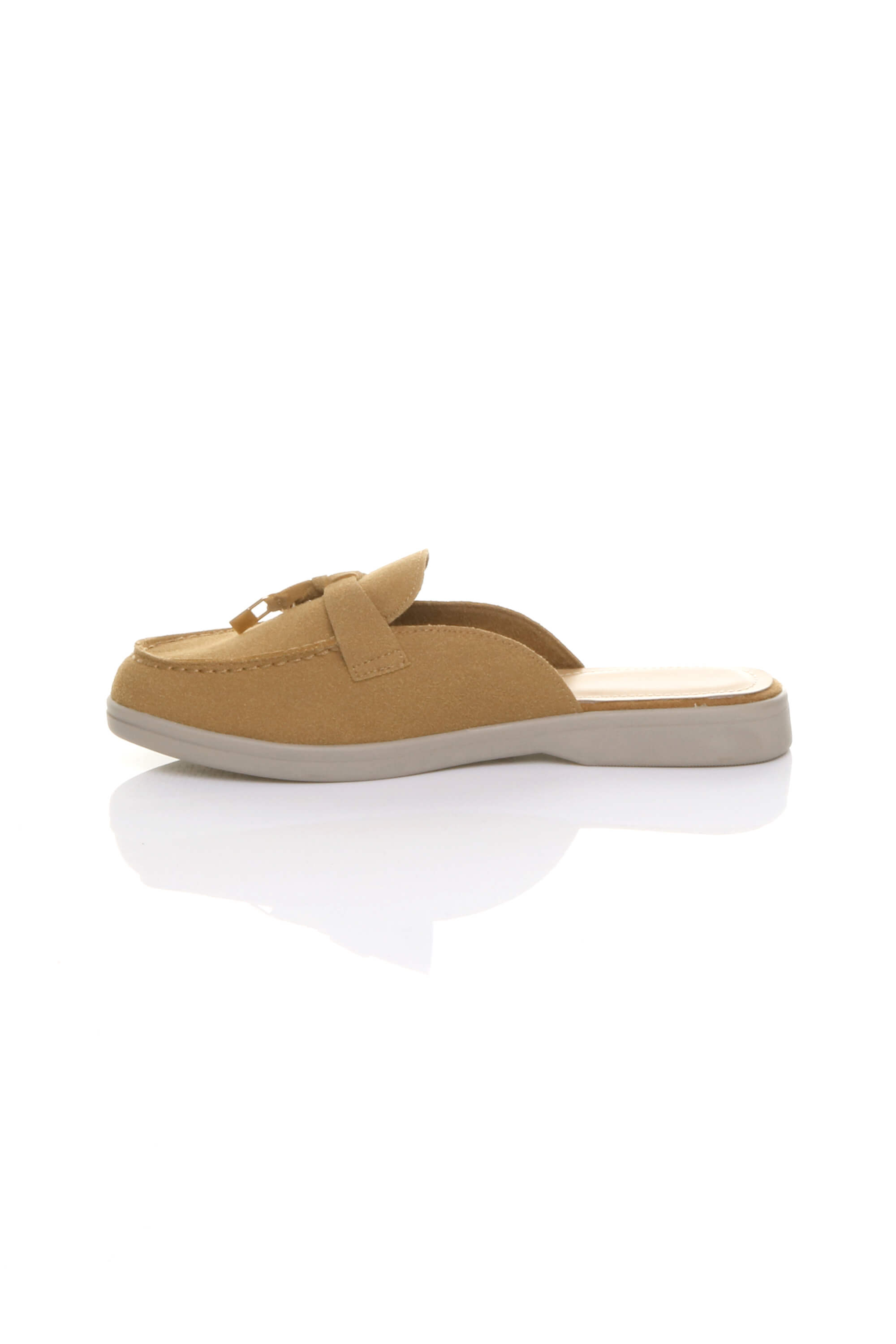 Camel AJVANI Camel Flat Slip On Open Back Loafers Mules, Image 3 of 4