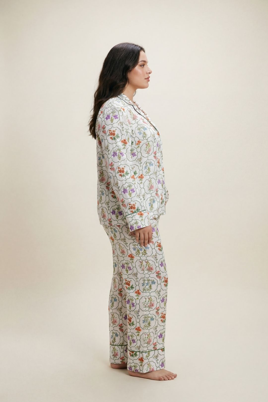Multi Floral Modal Pyjama Trouser Set, Image 2 of 4