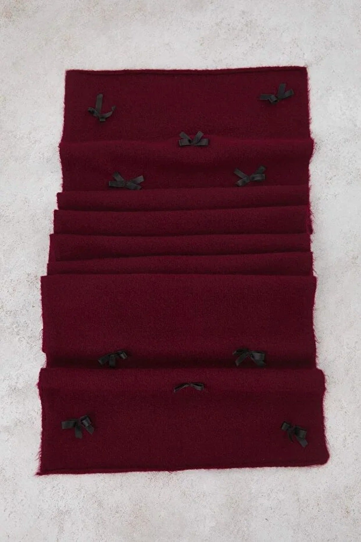 Burgundy WOVCOR Burgundy Ribbon Bow Detail Knit Scarf and Beanie Set, Image 4 of 4