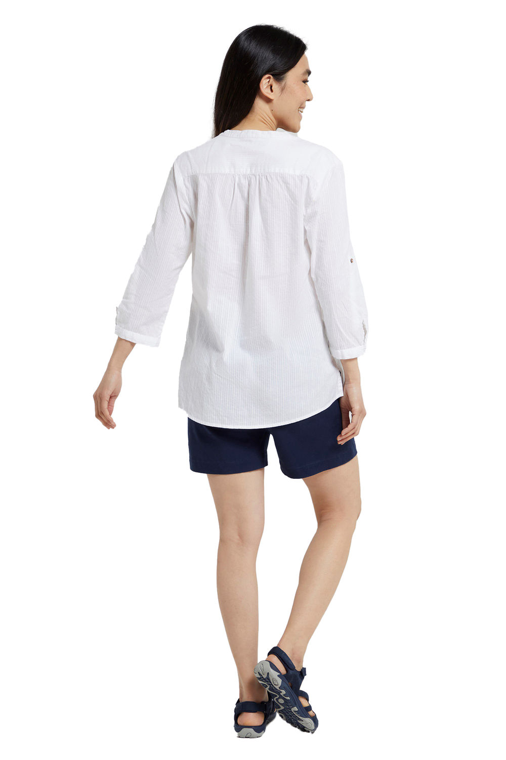 White Petra Relaxed Fit 3/4 Sleeve Shirt, Image 2 of 3