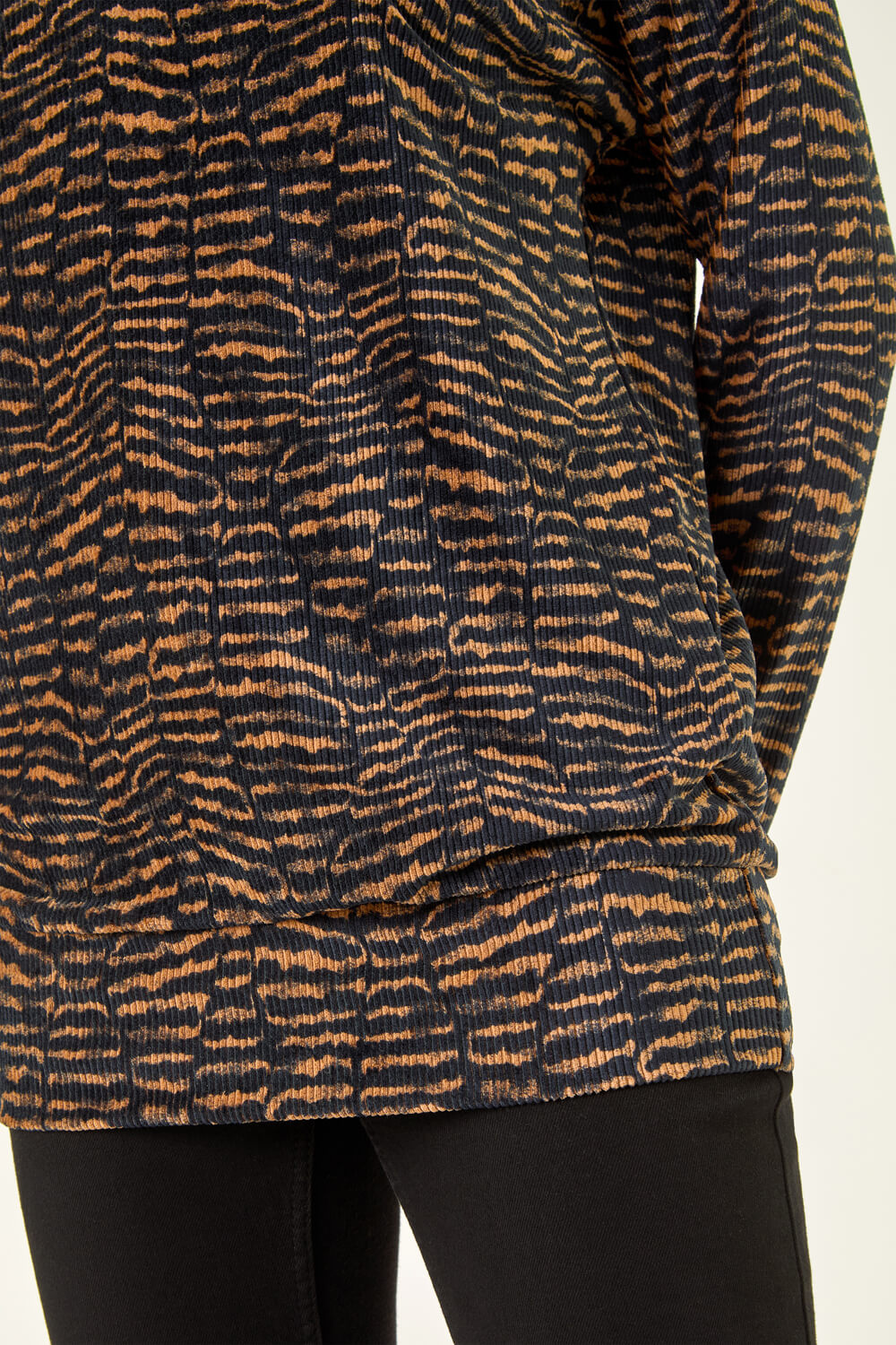 Tan Animal Print Bubble Hem Top, Image 6 of 5