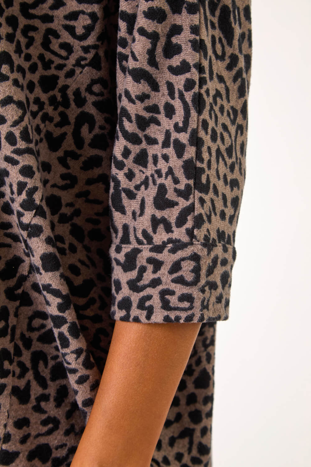 Brown Animal Print Batwing Stretch Top, Image 6 of 5