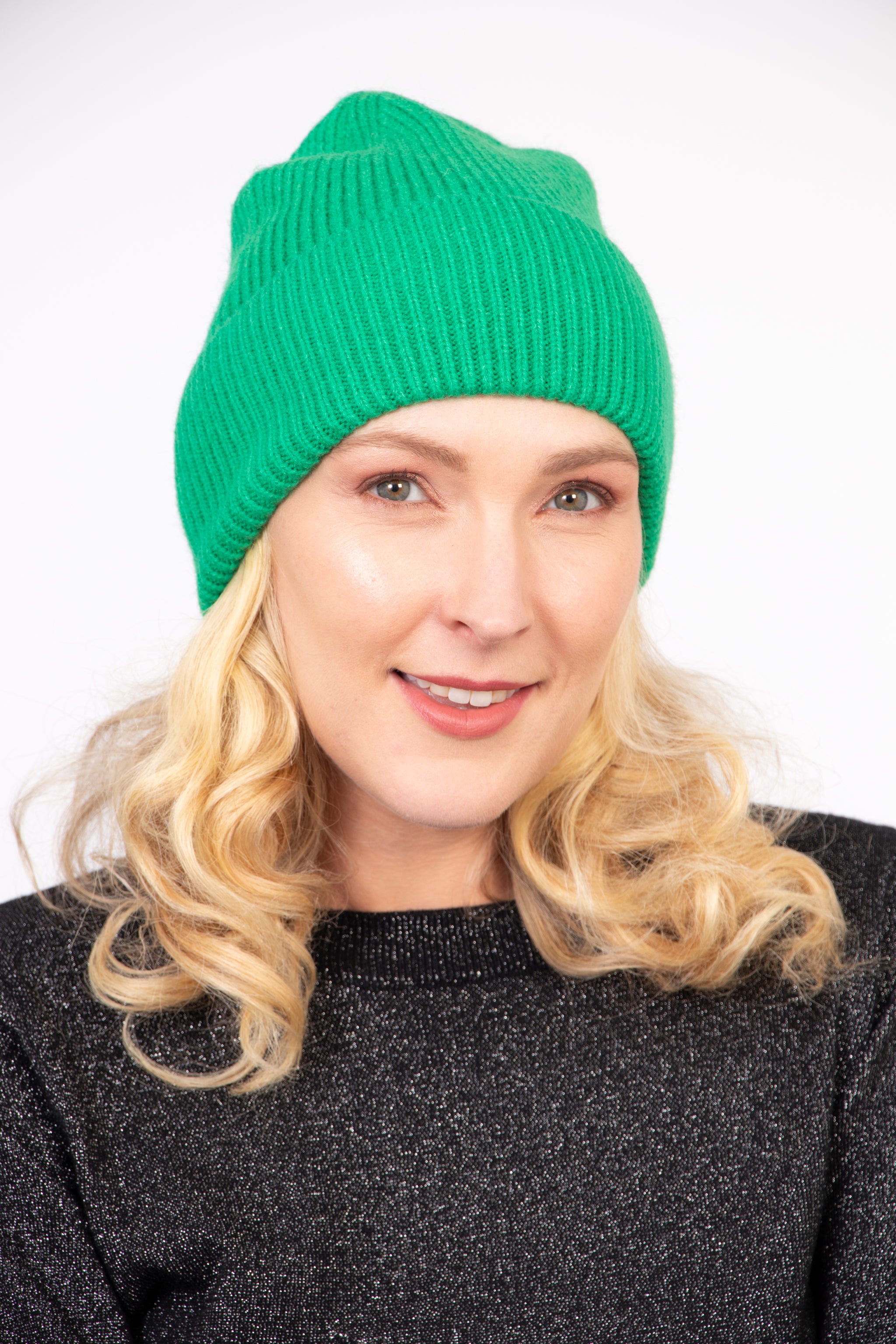 Green Plain Winter Beanie Hat, Image 1 of 3
