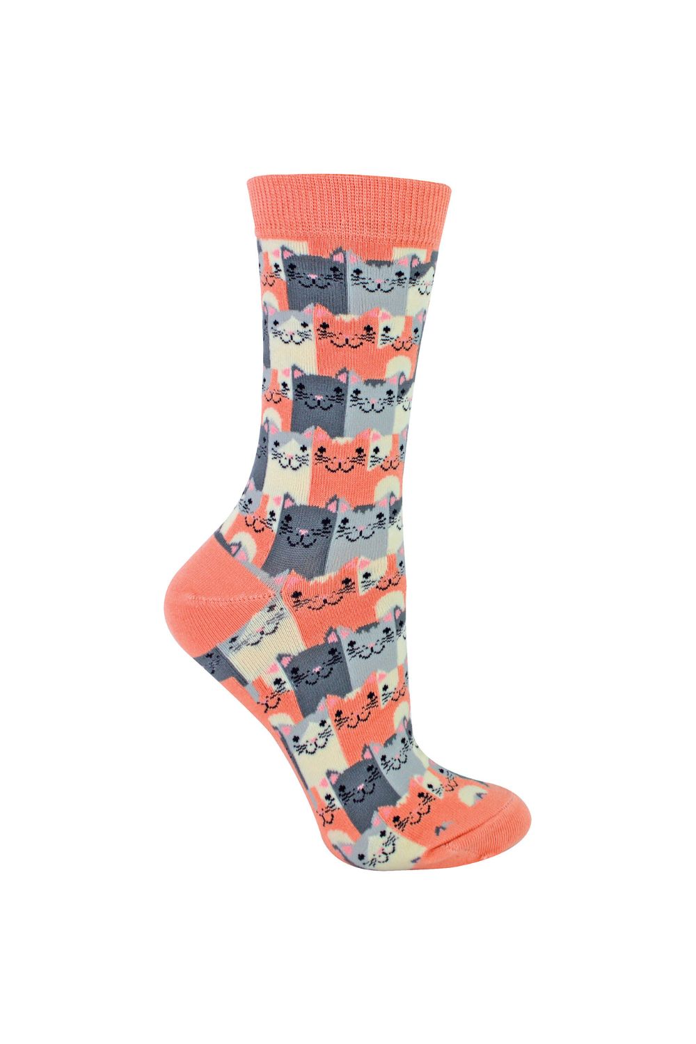 Pink Novelty Cat Bamboo Socks, Image 1 of 3