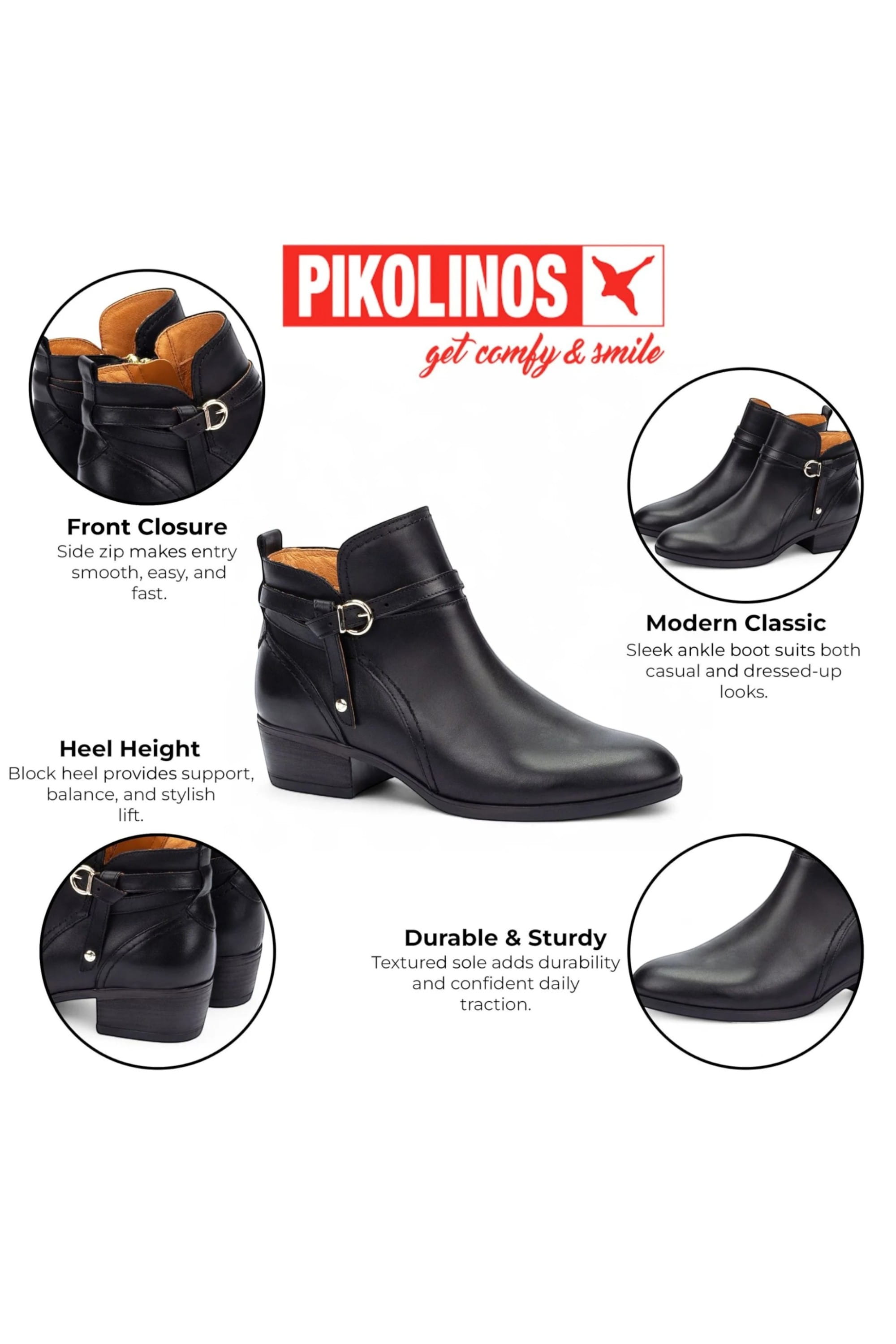 Black Womens Sleek Ankle Heel Boots W1U-8901C1, Image 3 of 7