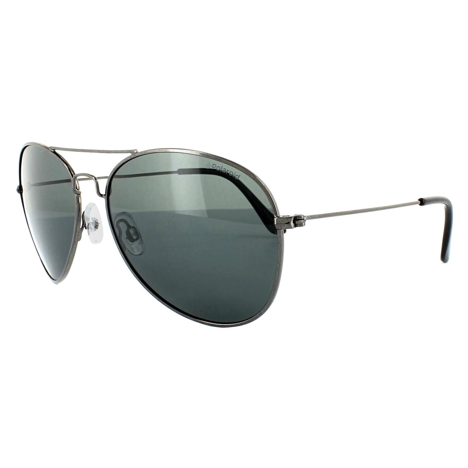 Grey Aviator Gunmetal Grey Blue Polarized Sunglasses, Image 2 of 4