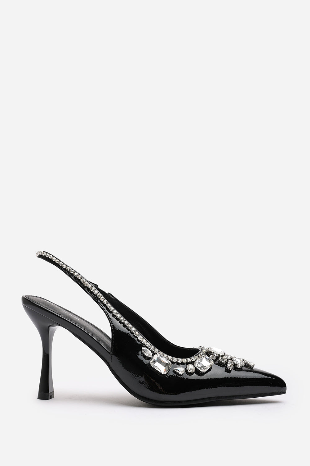 Black 'Karen' Patent Slingback Mid Heel, Image 2 of 6