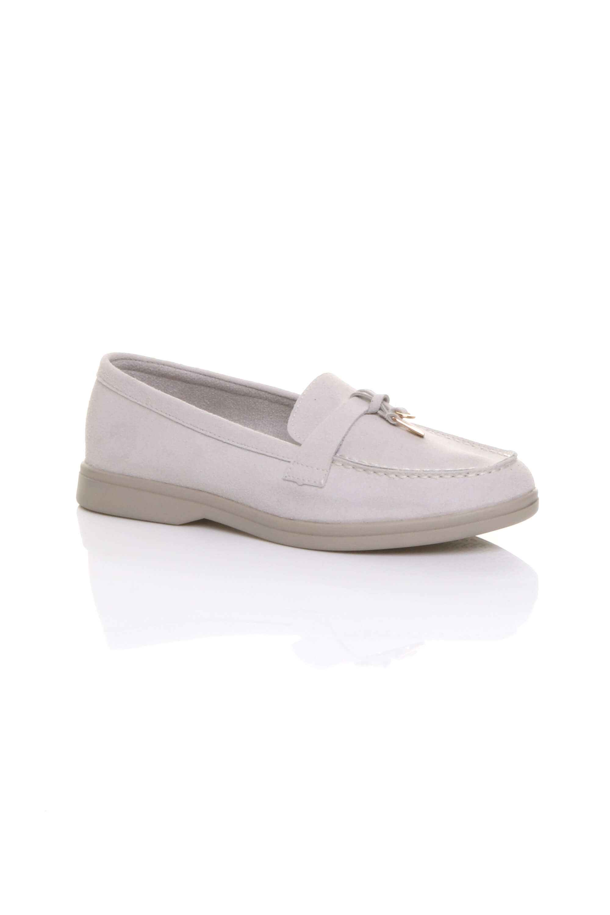 Light Grey AJVANI Light Grey Flat Slip On Smart Loafers, Image 1 of 4