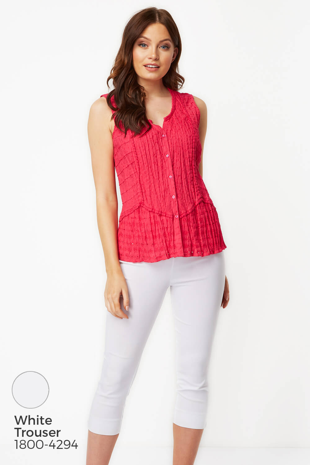 Pink Sleeveless Crinkle Blouse, Image 6 of 8