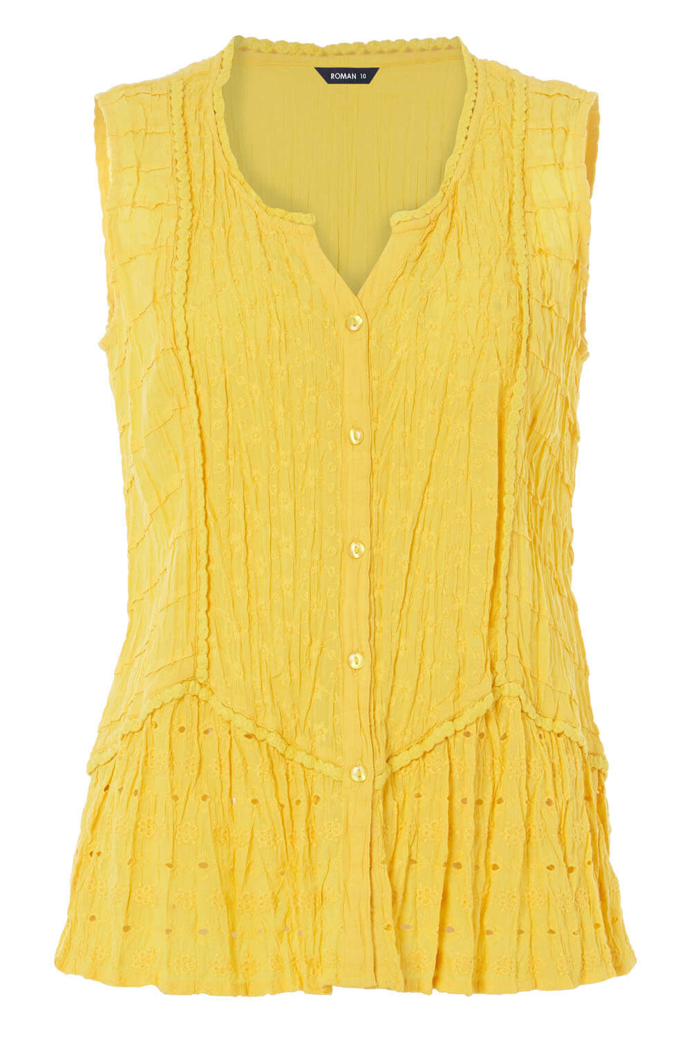 Yellow Sleeveless Crinkle Blouse, Image 5 of 8
