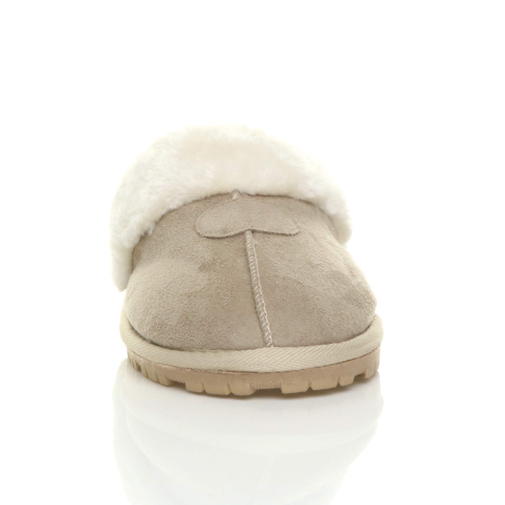 Beige Faux Fur Lined Slip On Memory Foam Mules Slippers, Image 5 of 5