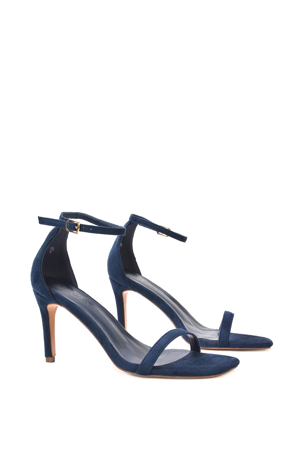 Navy XY LONDON Navy 'Emma' Strappy Stiletto High Heels With Ankle Strap, Image 4 of 6