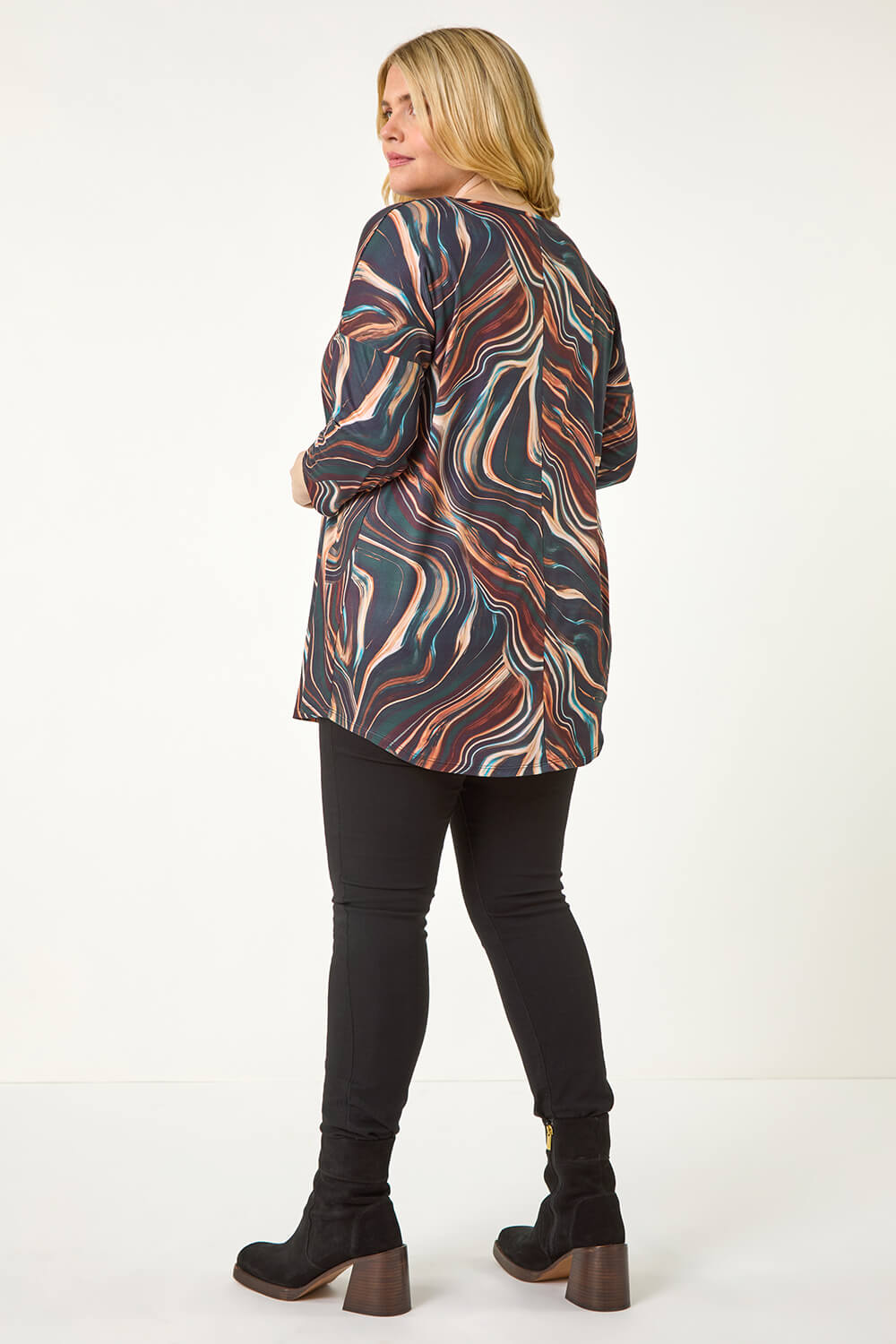 Natural  Curve V-Neck Pleat Front Tunic, Image 4 of 5
