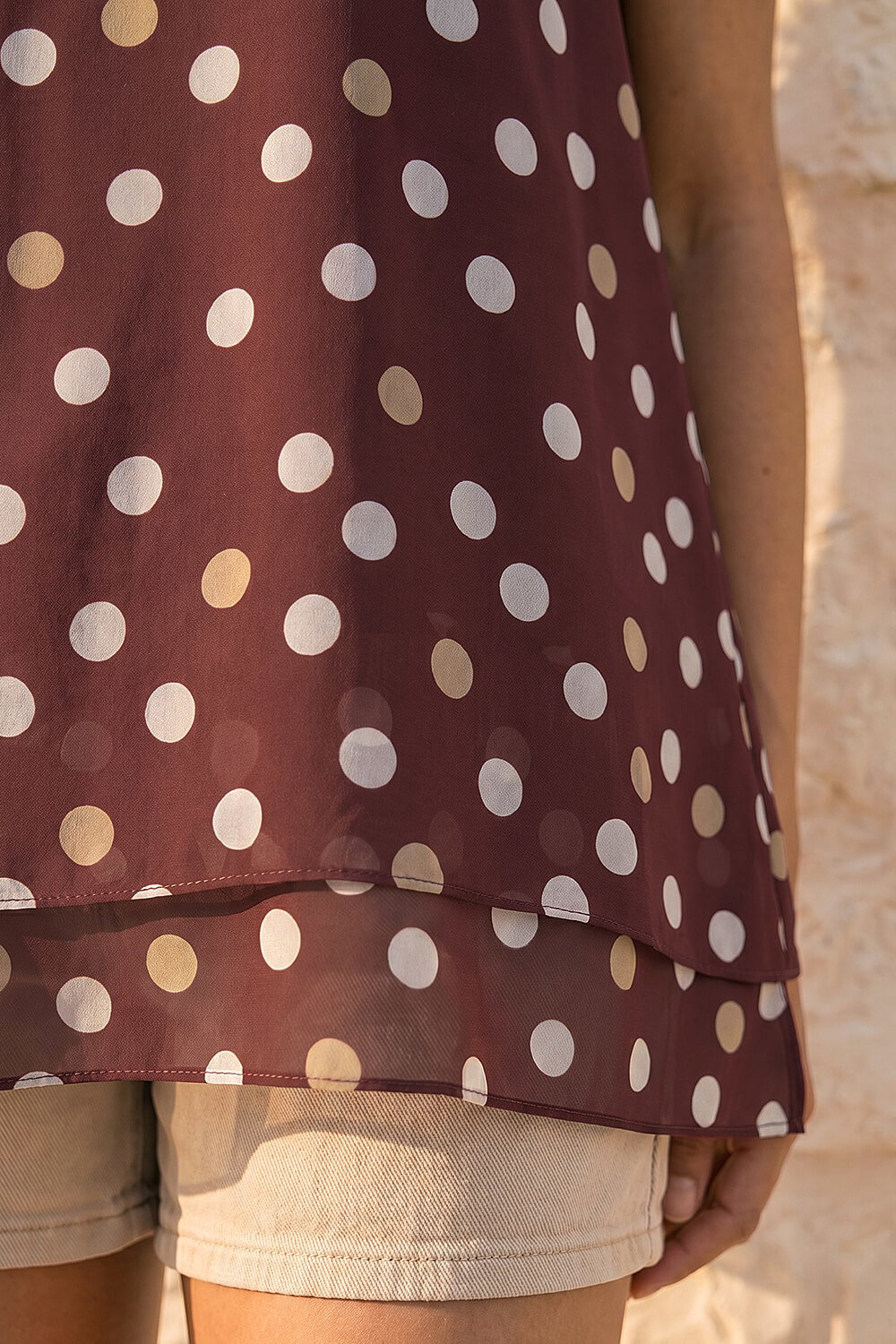 Brown Spot Double Layer Vest Top, Image 5 of 4