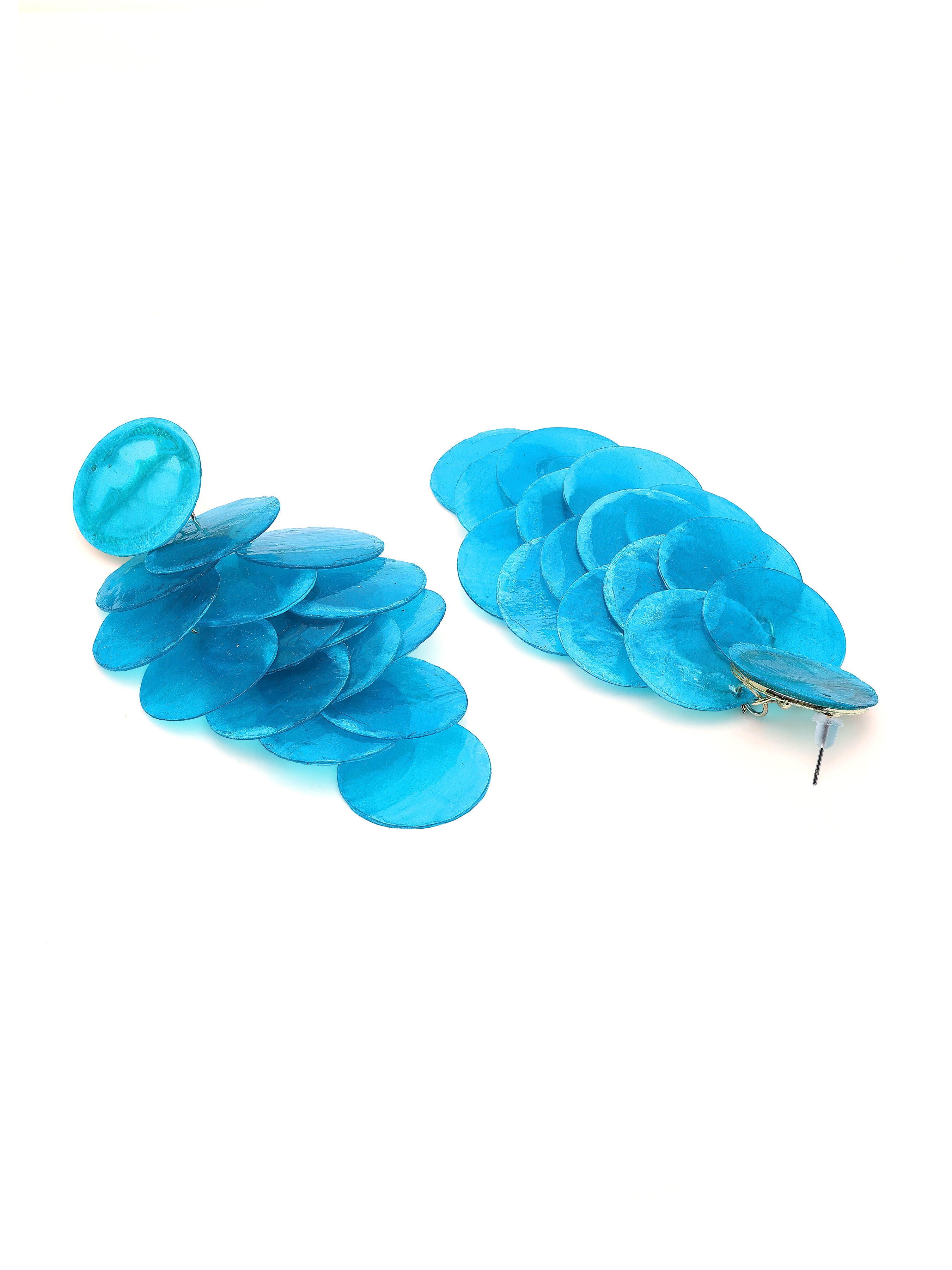 Blue AVANT-GARDE PARIS Blue Natural Shell Disc Cascade Drop Earrings, Image 2 of 3