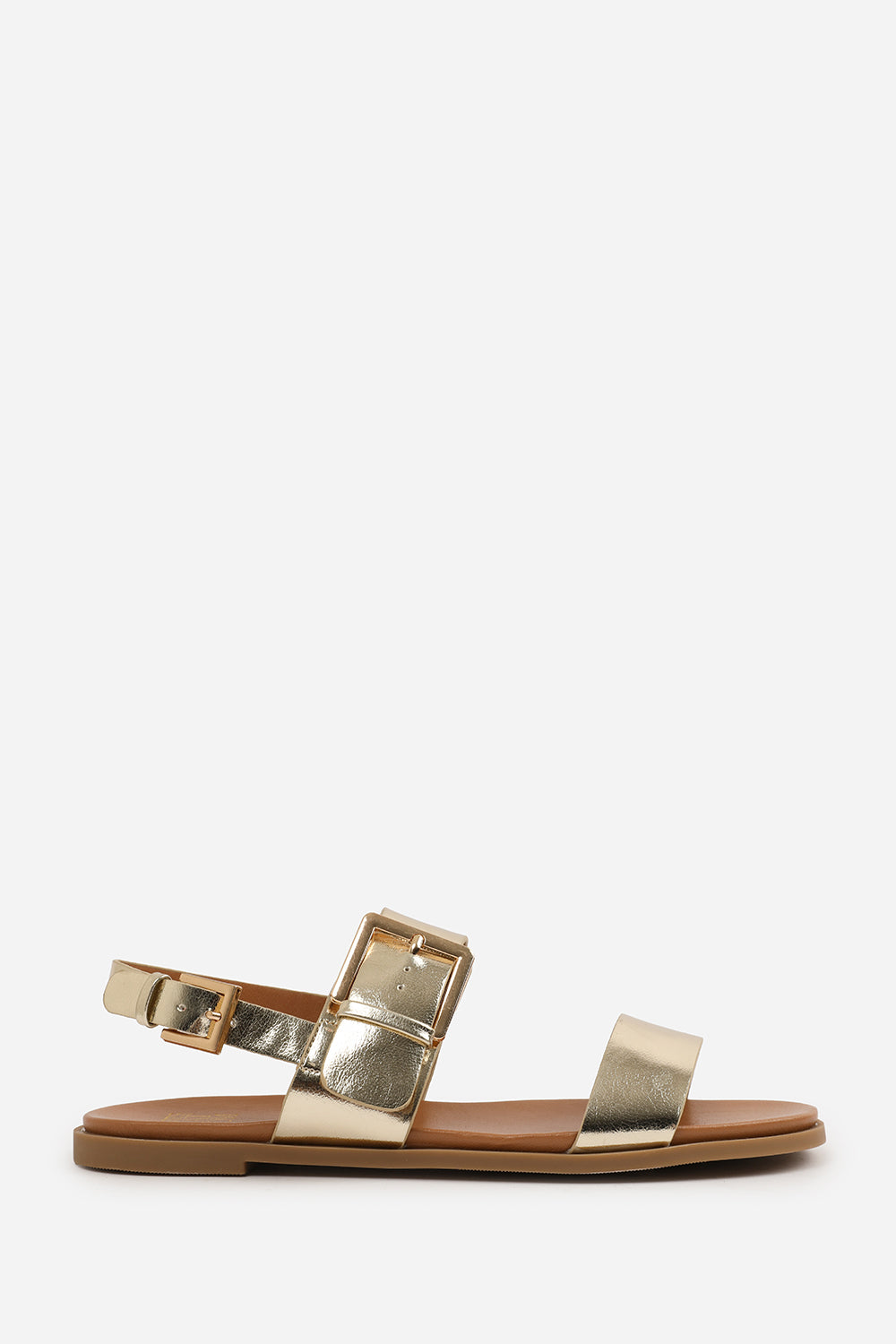 Gold 'Uma' Classic Flat Sandals With Strap, Image 2 of 5