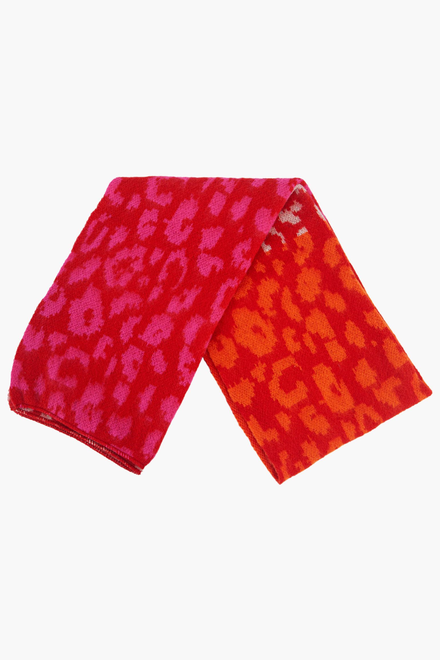 Red Block Leopard Print Winter Scarf, Image 2 of 4