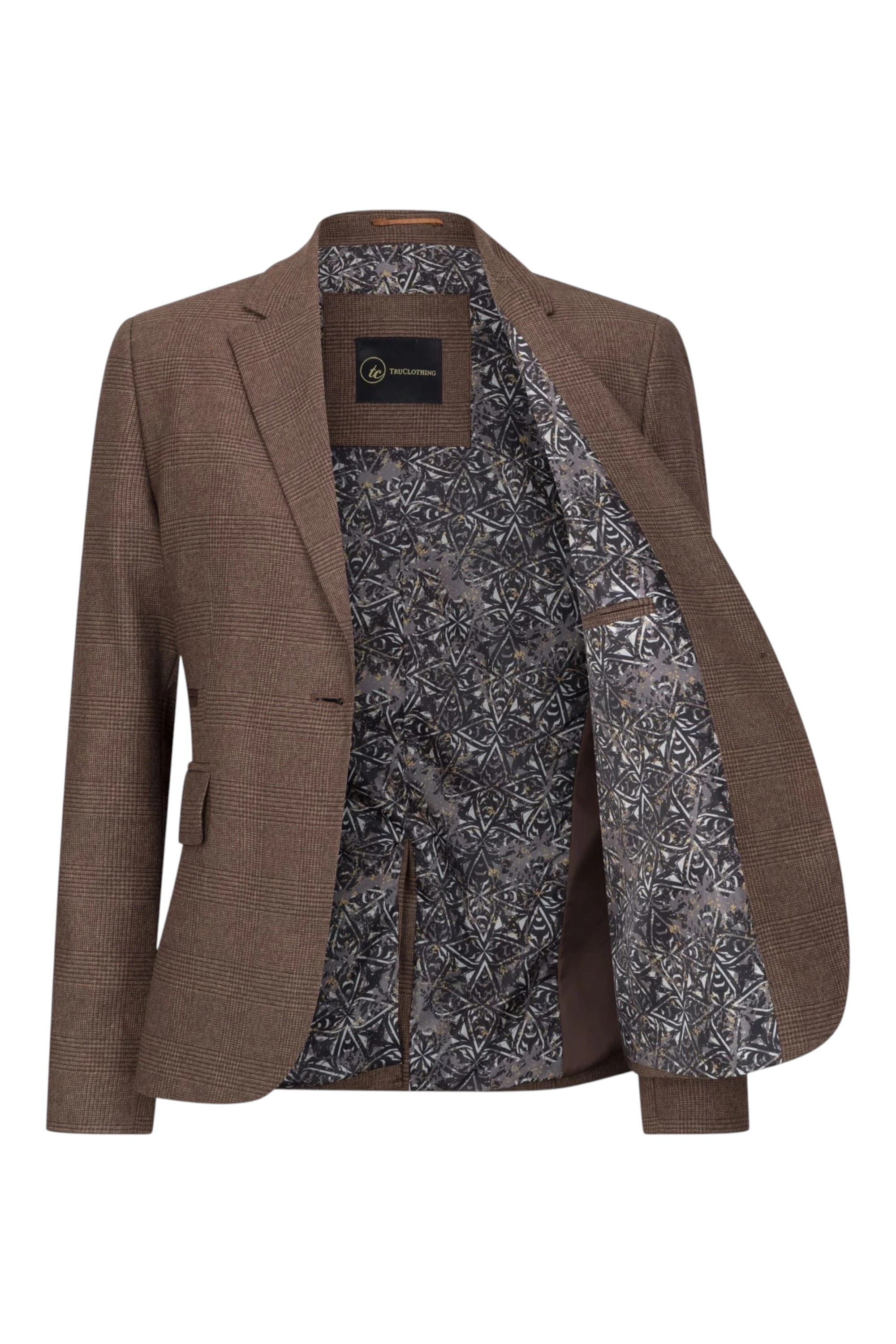 Brown Infinity Leather Brown 3-Piece Prince of Wales Check Suit, Image 5 of 8