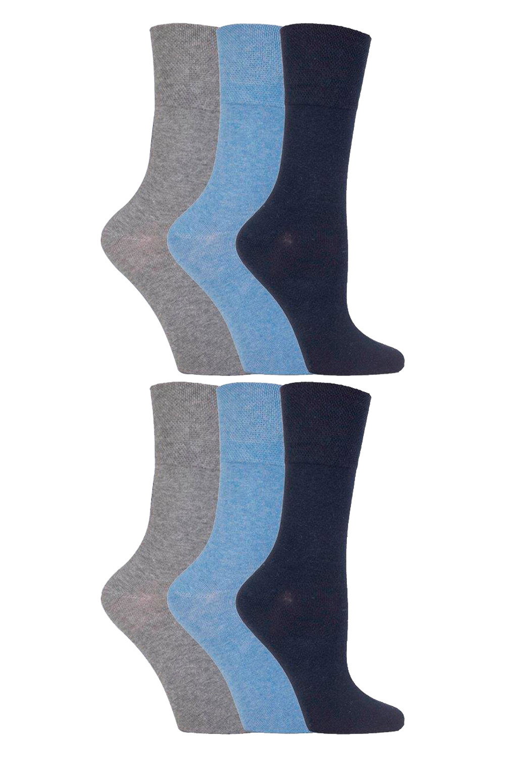 Blue 6 Pack Non Elastic Diabetic Socks, Image 1 of 5