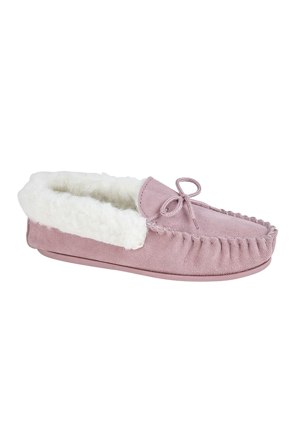 Pink Suede Emily Moccasin Slippers, Image 1 of 2