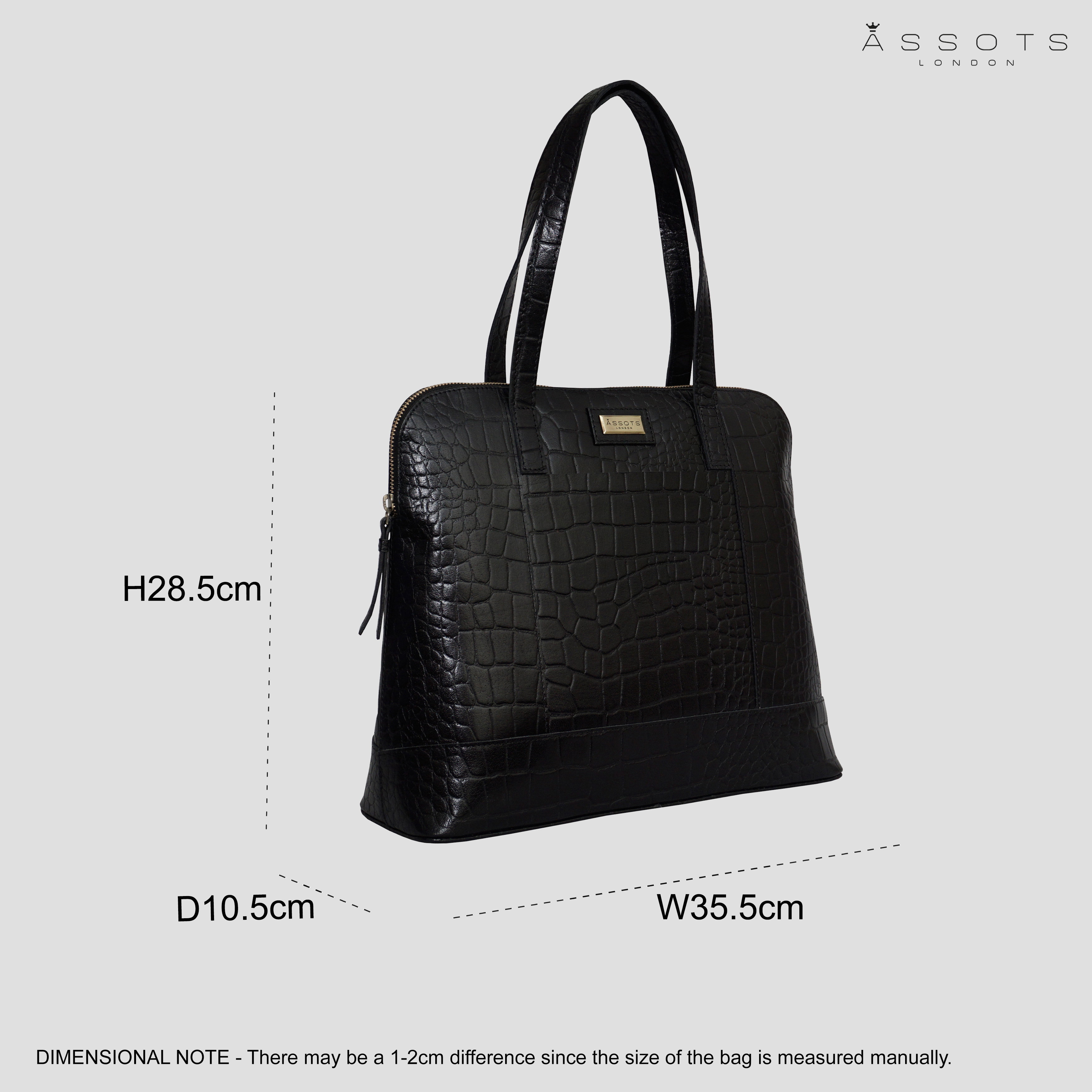 'EVA' Croc Embossed Real Leather Designer Unlined Tote Bag, Image 4 of 4