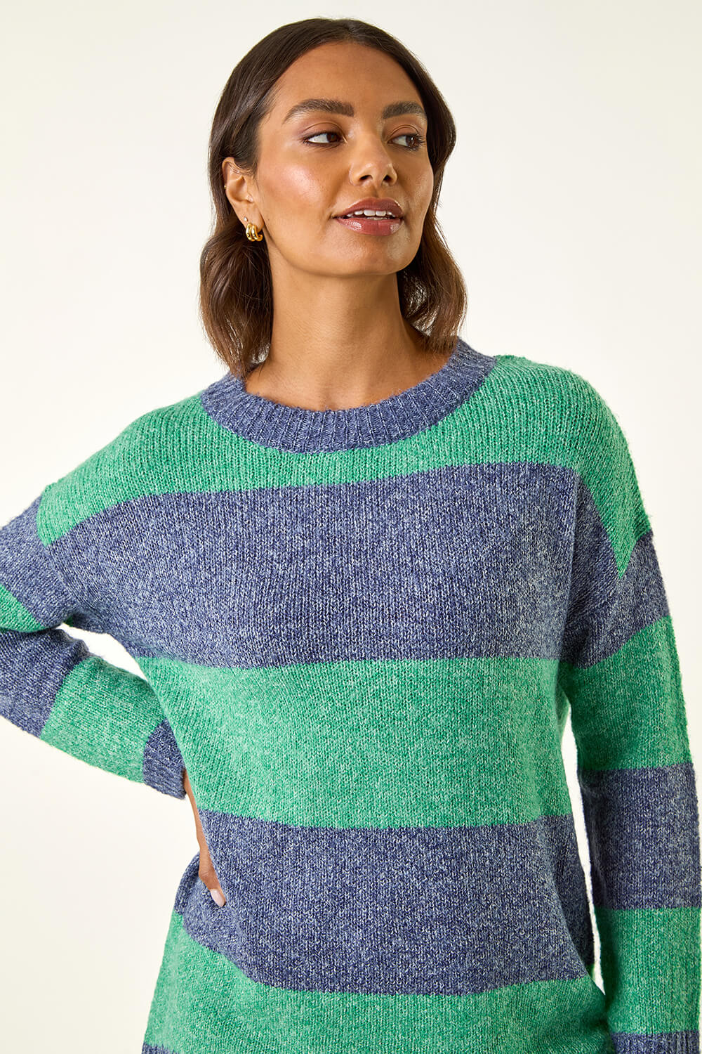 Green Stripe Soft Knit Jumper, Image 5 of 5