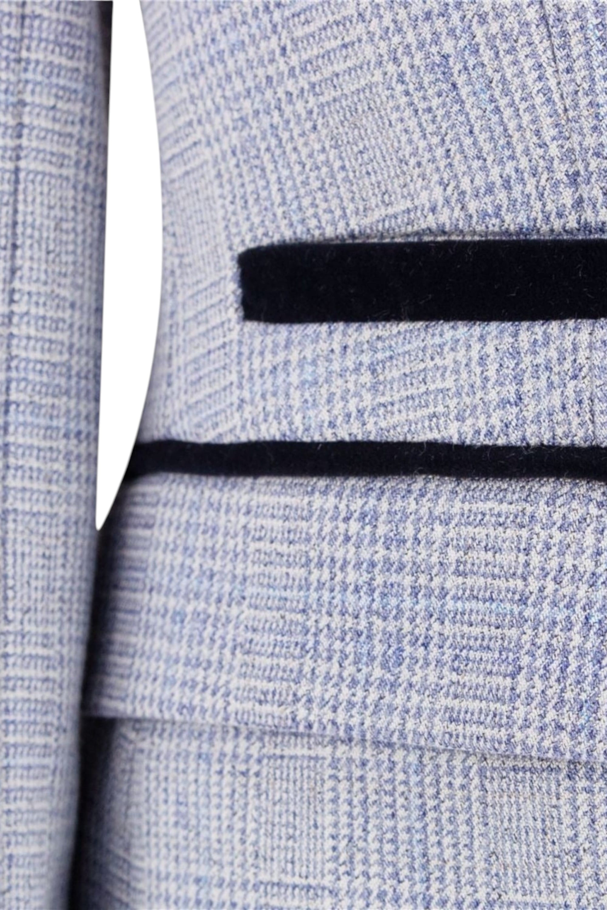 Blue Infinity Leather Blue Womens Blue Check Wool Blend Tweed Blazer, Image 5 of 5