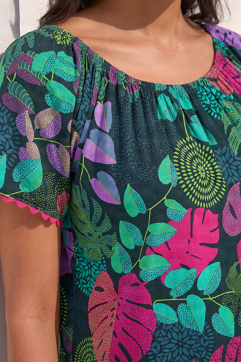 Forest Printed Bardot Stretch Top, Image 5 of 4