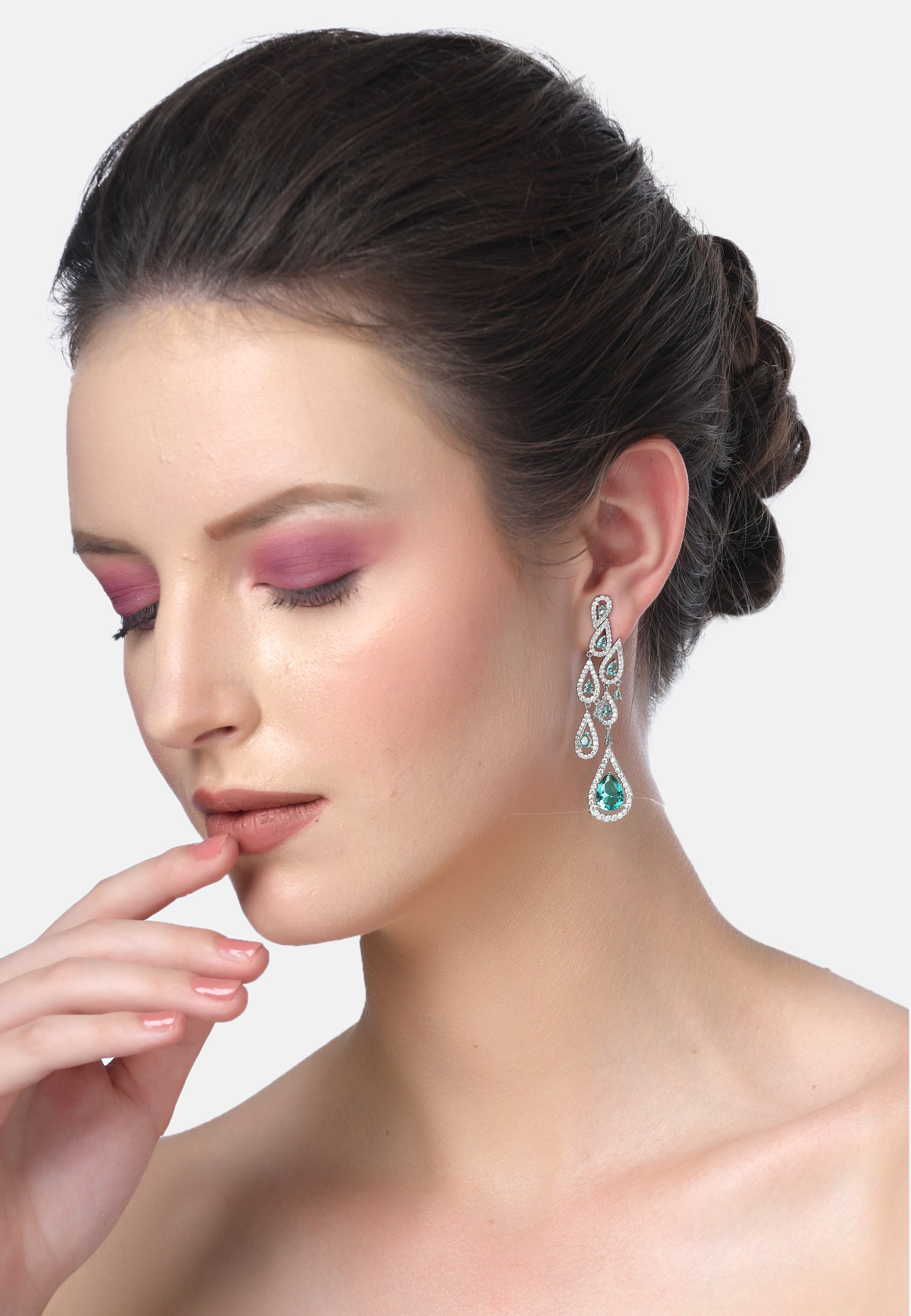 Green Diva Raindrop Dangle Earrings, Image 4 of 5