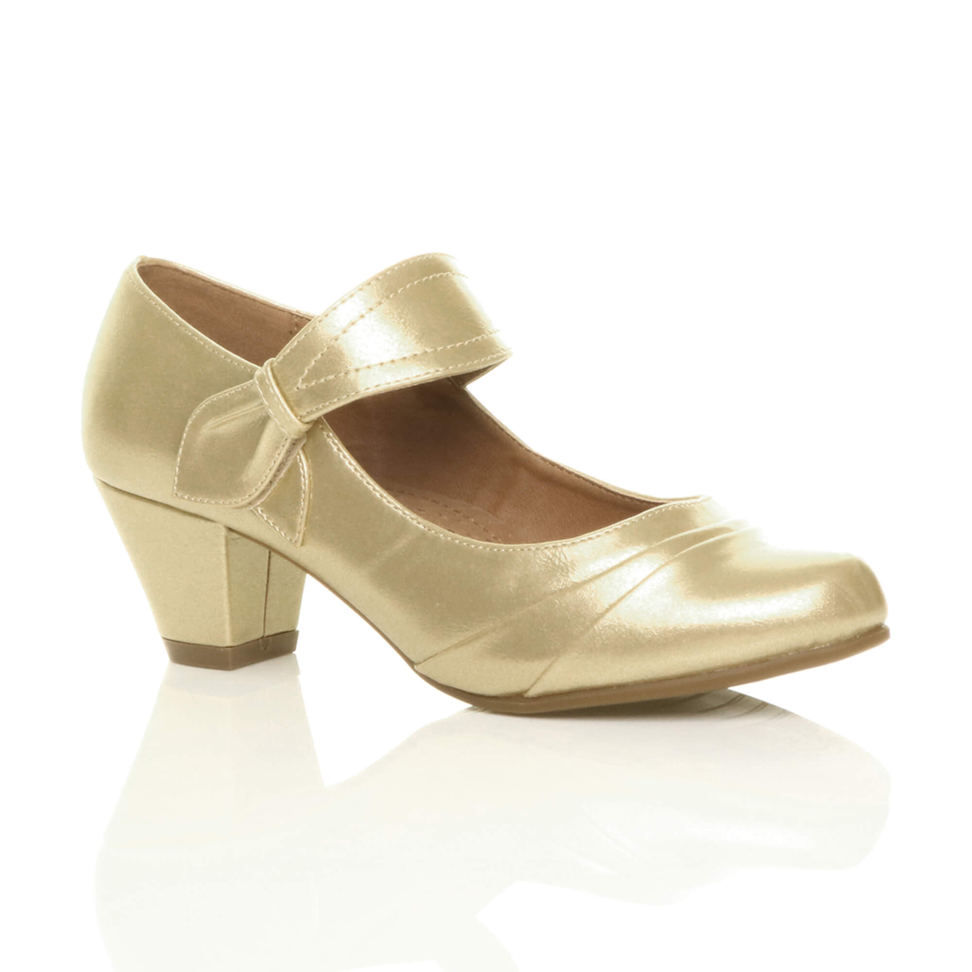 Black Mid Heel Comfort Mary Jane Court Shoes