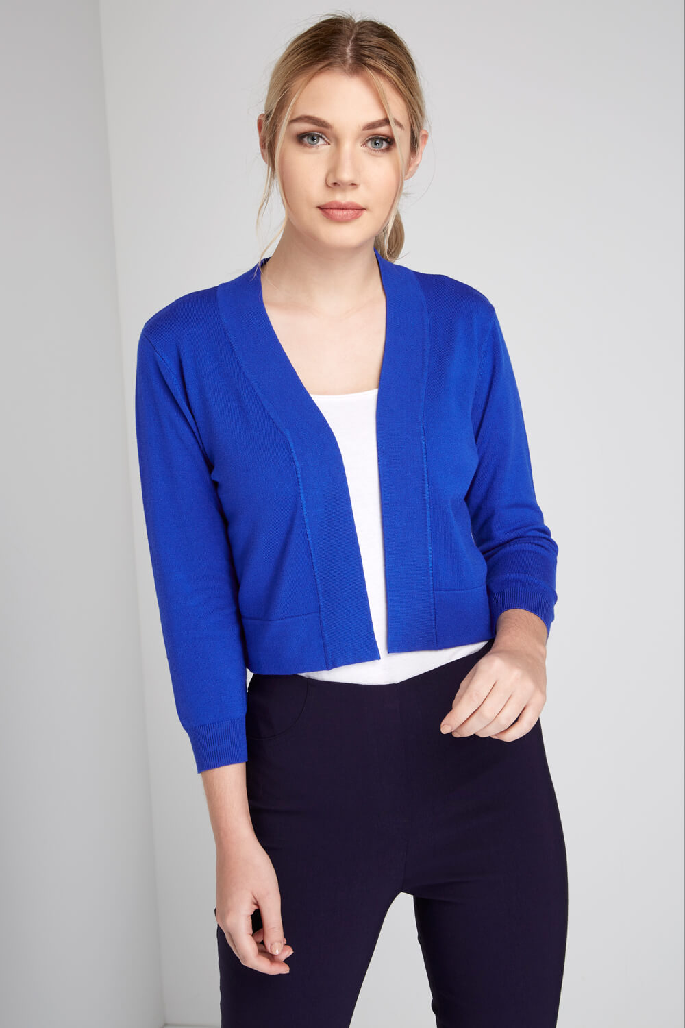 Royal Blue Bow Back Shrug, Image 1 of 4
