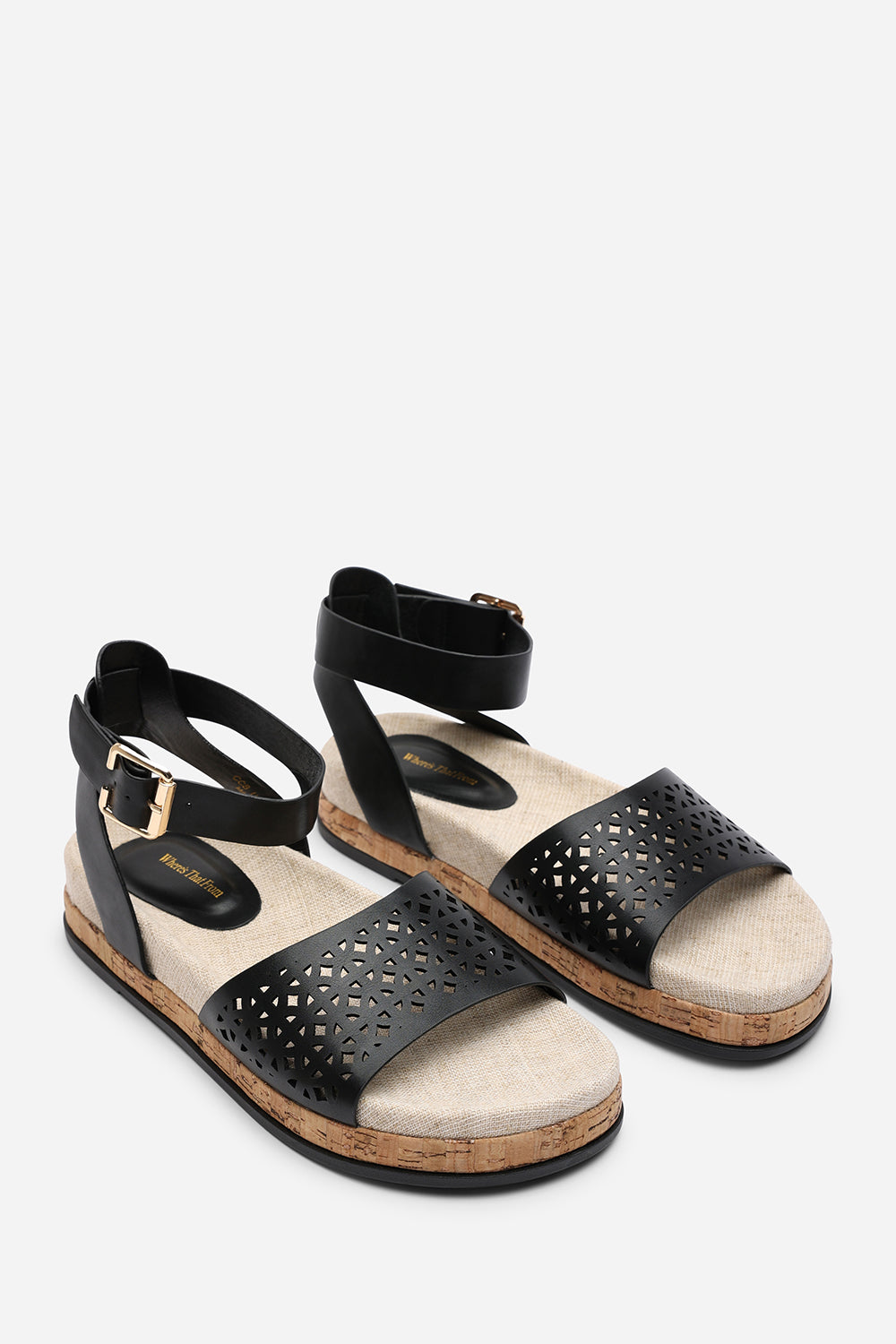 Black Where's That From Black Banyan Double Strap Flatform Sandal, Image 4 of 6