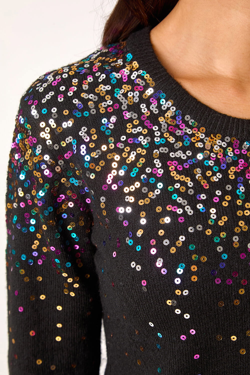 Black Sparkly Sprinkle Knit Jumper, Image 6 of 6