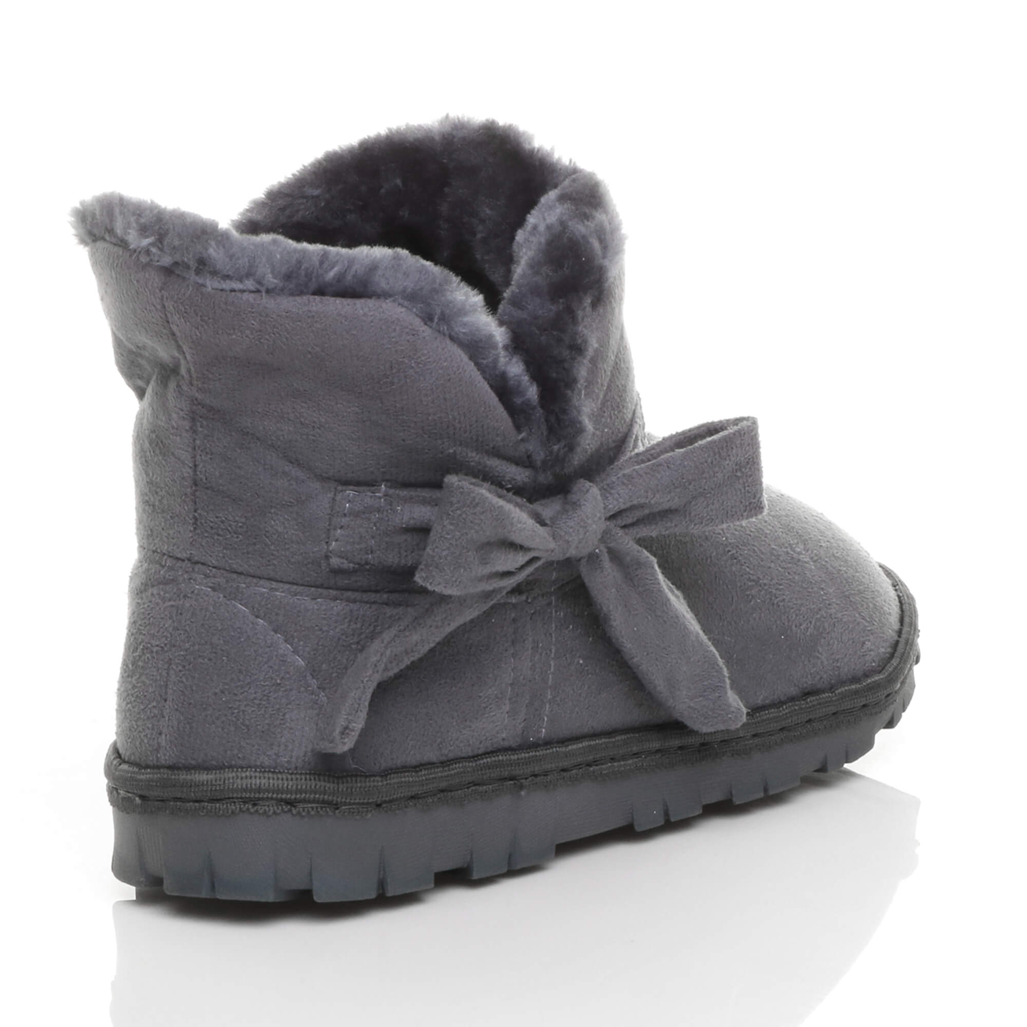 Grey AJVANI Grey Faux Fur Lined Ankle Boots Slippers, Image 4 of 6
