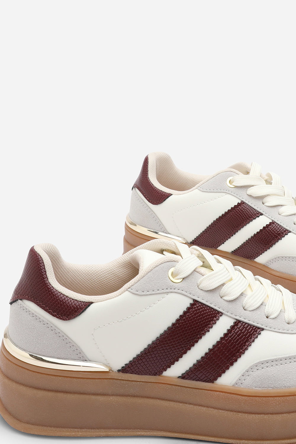Grey 'Brisa' Platform Lace Up Trainers with Side Stripes, Image 6 of 8