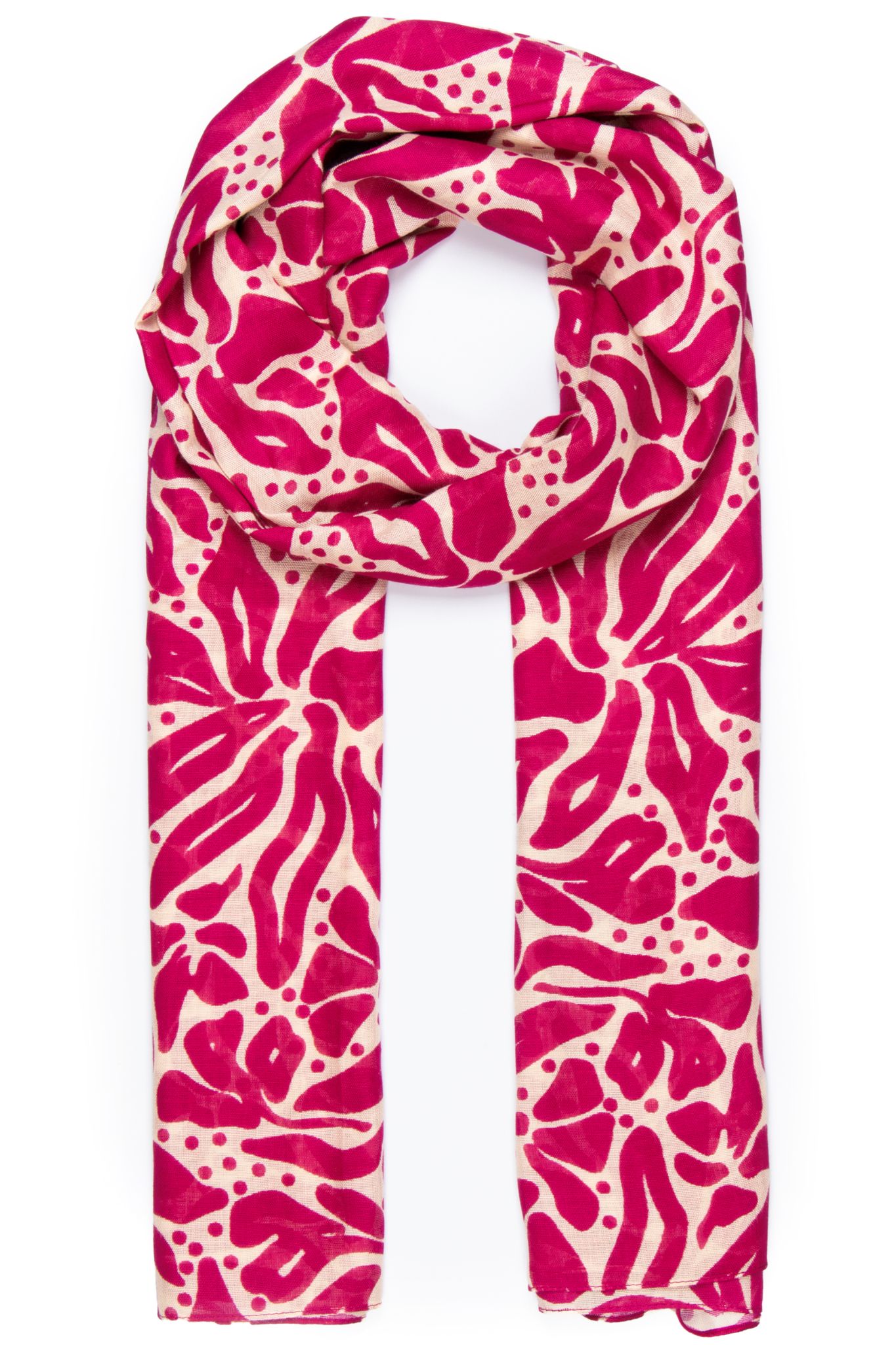 Fuchsia Lightweight Two Tone Floral Scarf, Image 1 of 3