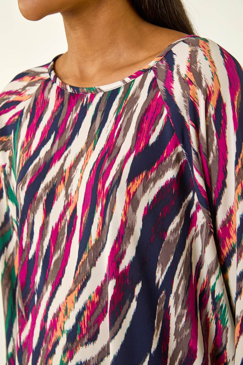 Multi Stripe Print Stretch Tunic Top, Image 6 of 5