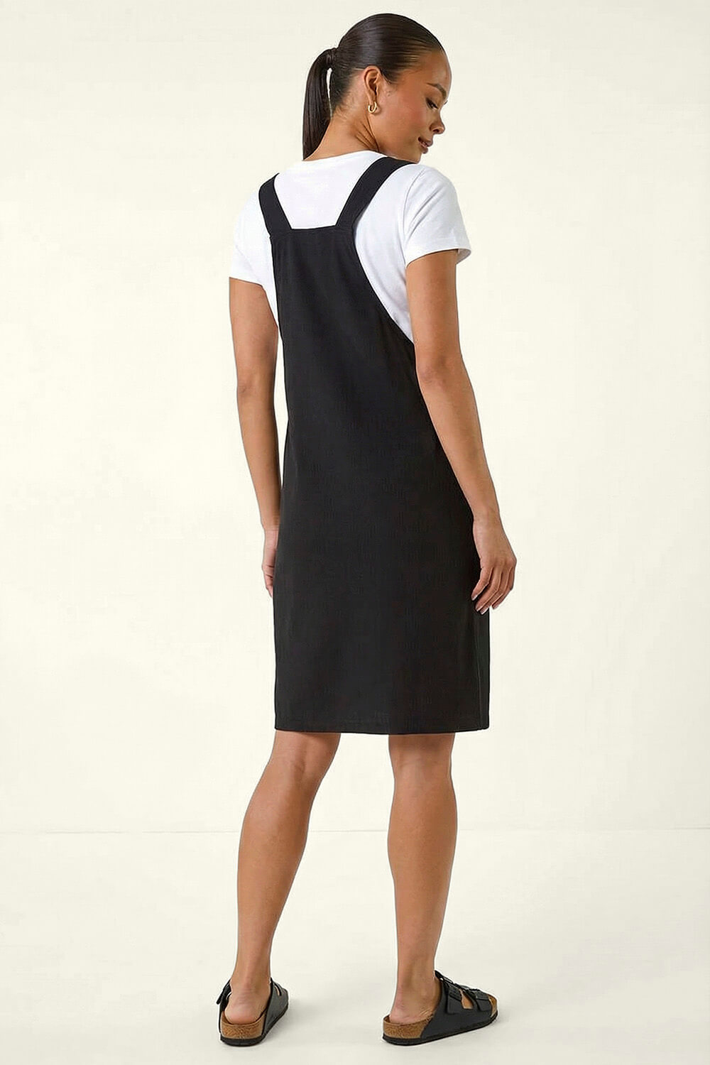 Black Petite Corduroy Pinafore Dress, Image 5 of 6