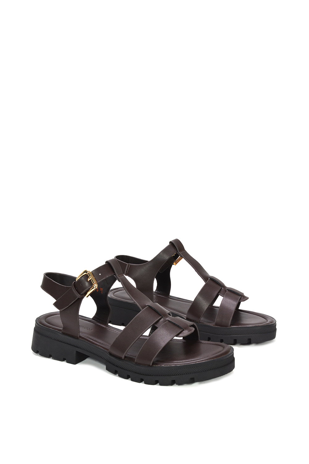 Brown XY LONDON Brown 'Maddison' Chunky Gladiator Sandals With Ankle Strap, Image 3 of 6