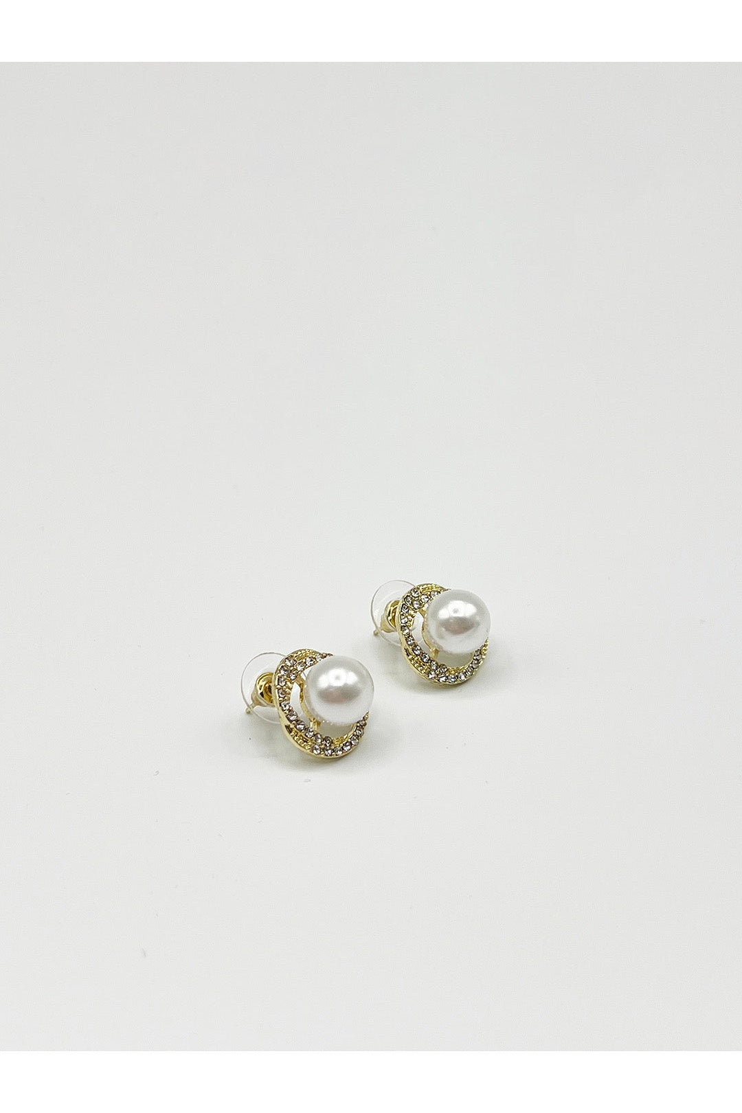 Gold Pearl Diamante Stud Earrings - Gift Boxed, Image 3 of 6