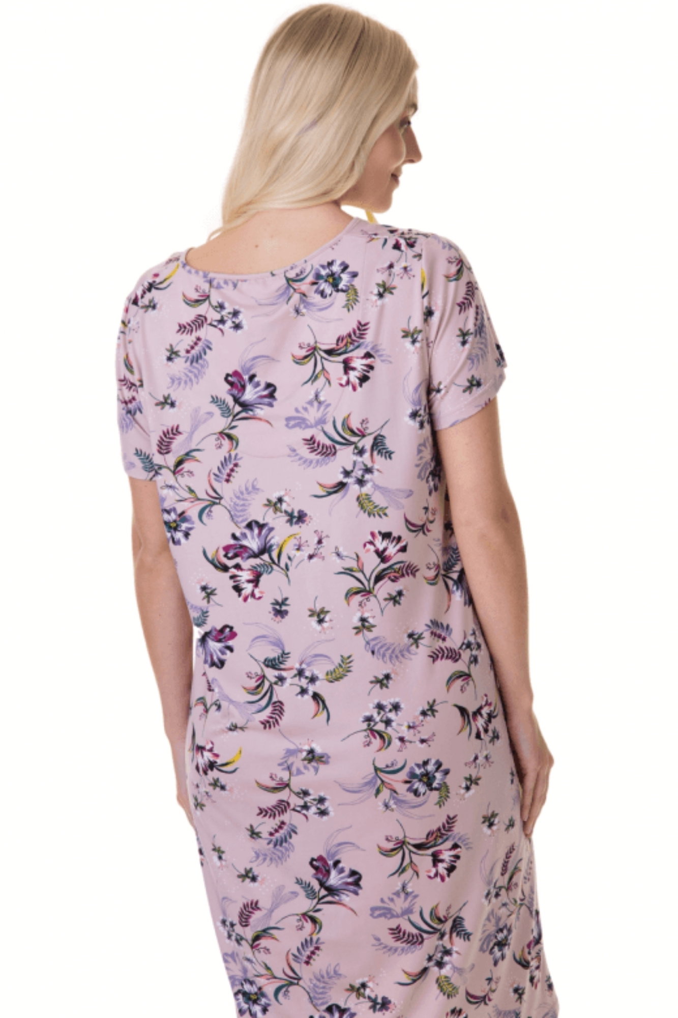 Mauve Camille Lingerie Mauve Lightweight Floral Print Nightdress, Image 3 of 5