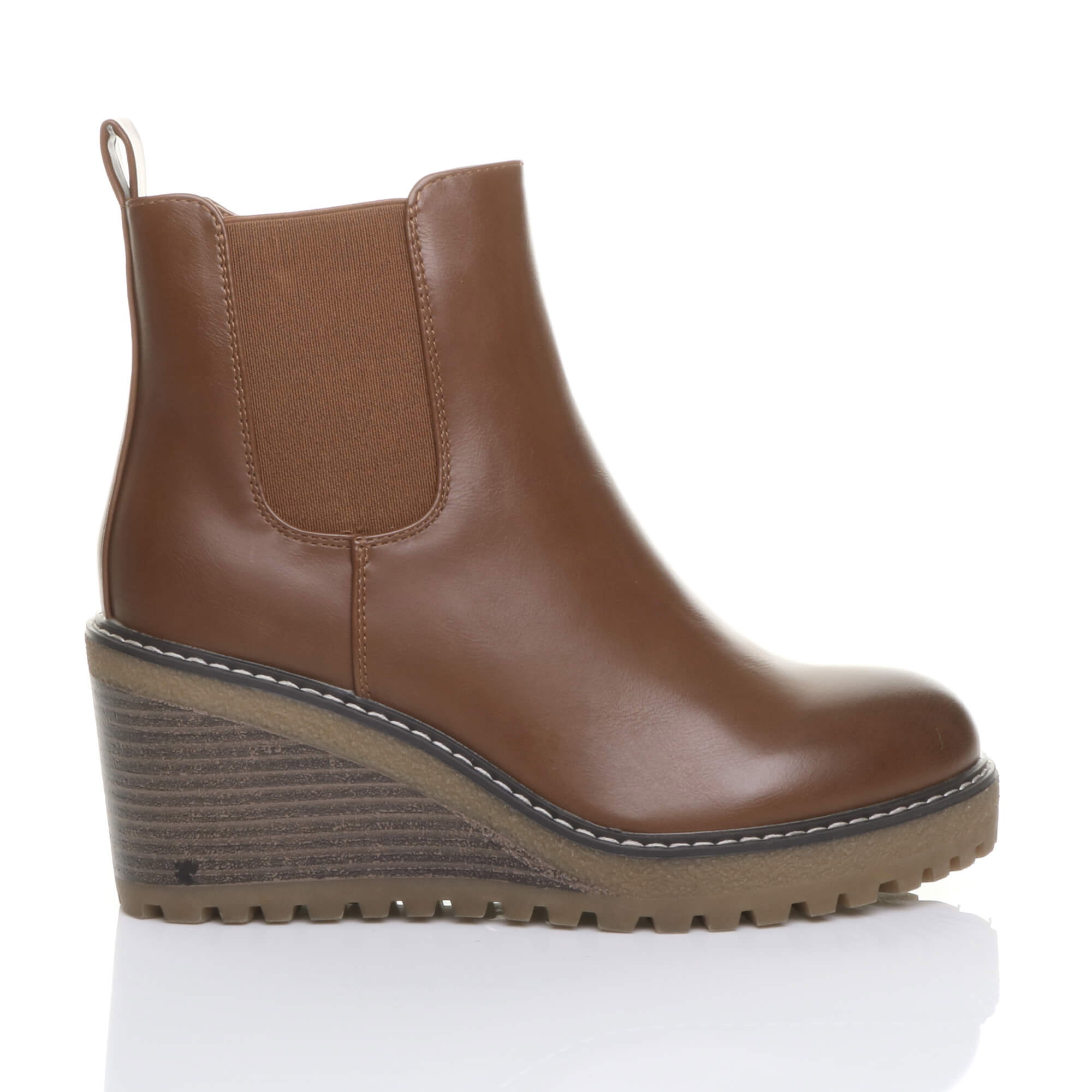 Camel AJVANI Camel High Wedge Heel Chelsea Ankle Boots, Image 2 of 6
