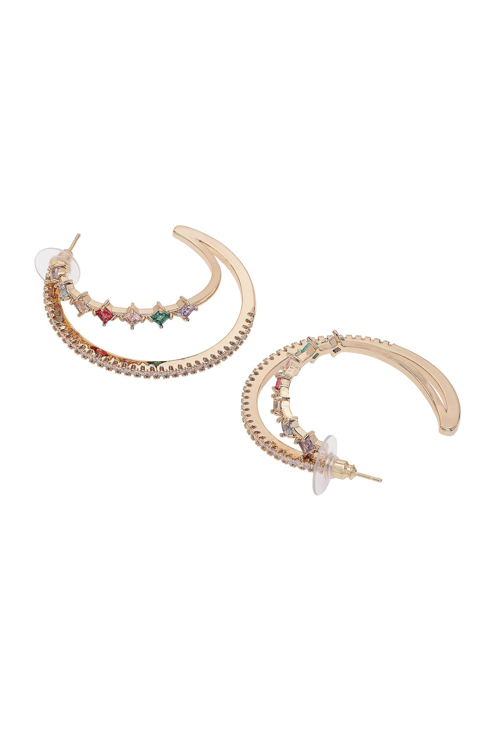Gold Multi colored Hoop Earrings, Image 3 of 4