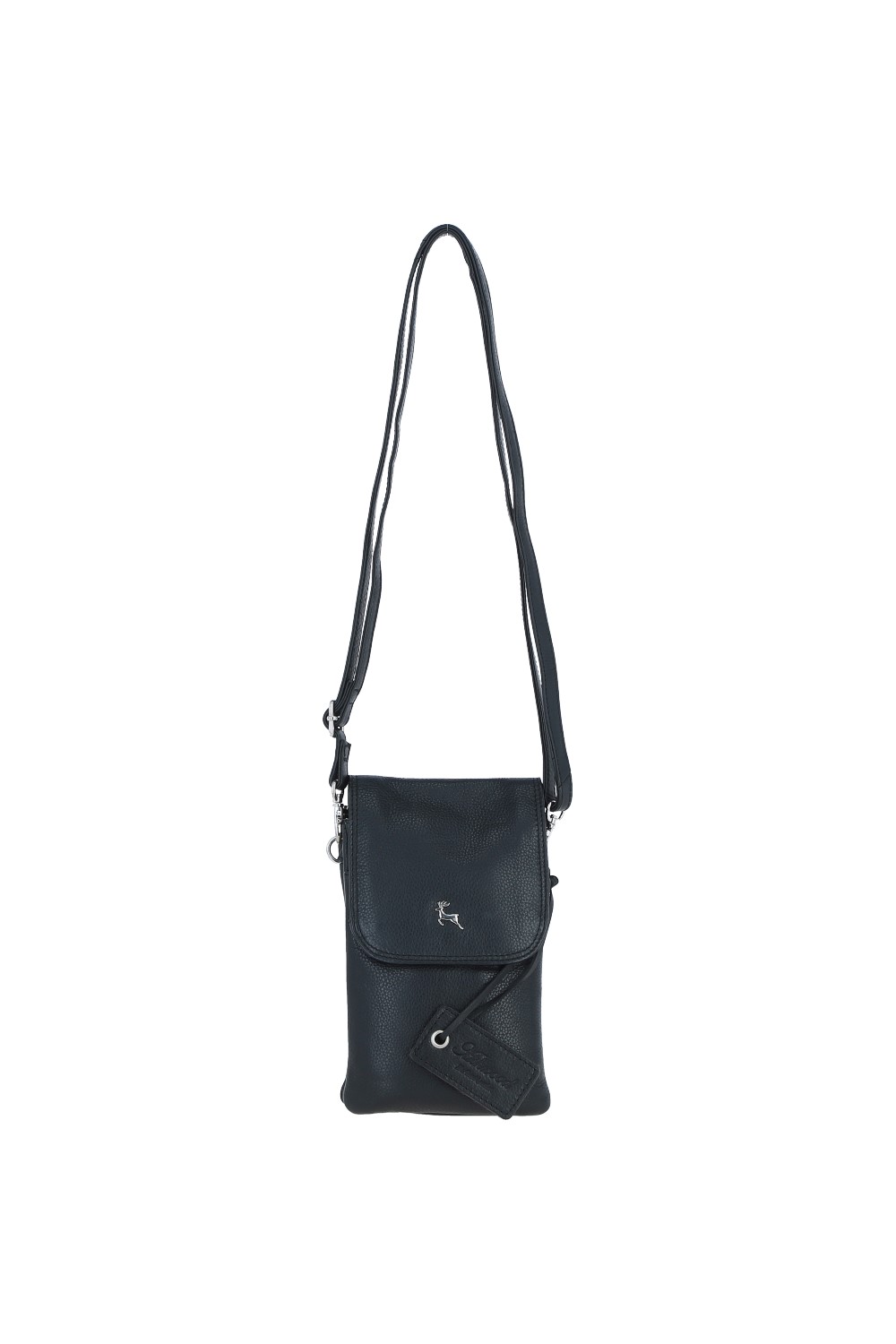 Black 'York' Real Leather Smartphone Crossbody Bag, Image 2 of 5