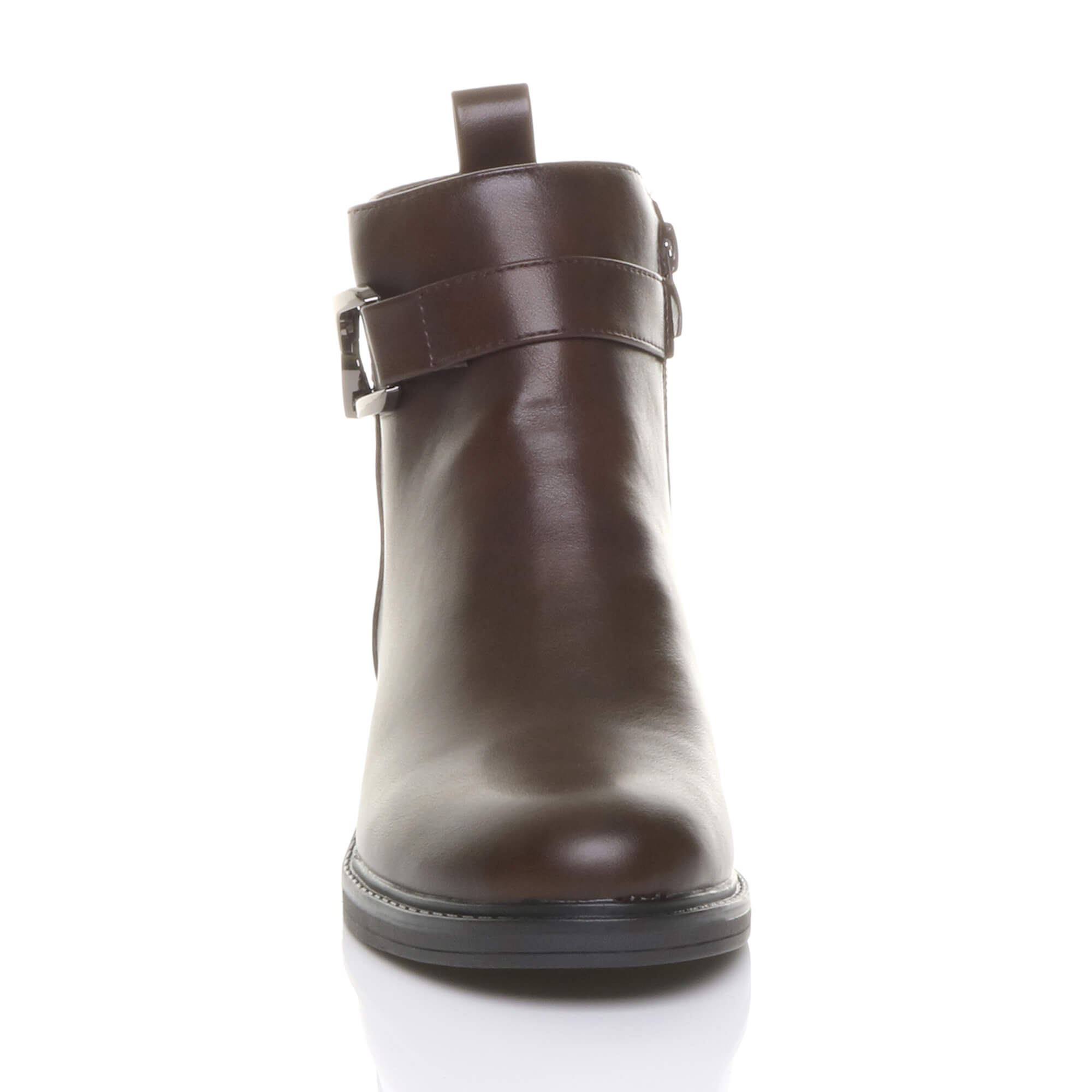 Brown AJVANI Brown Flat Low Heel Ankle Boots, Image 6 of 6
