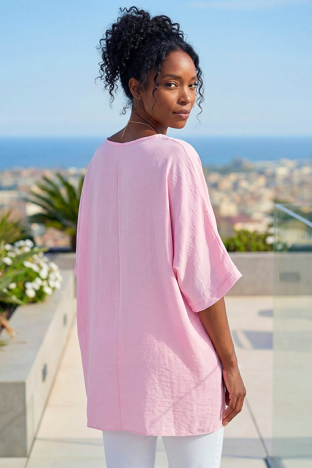 Pink Tunic Top with Necklace, Image 4 of 4