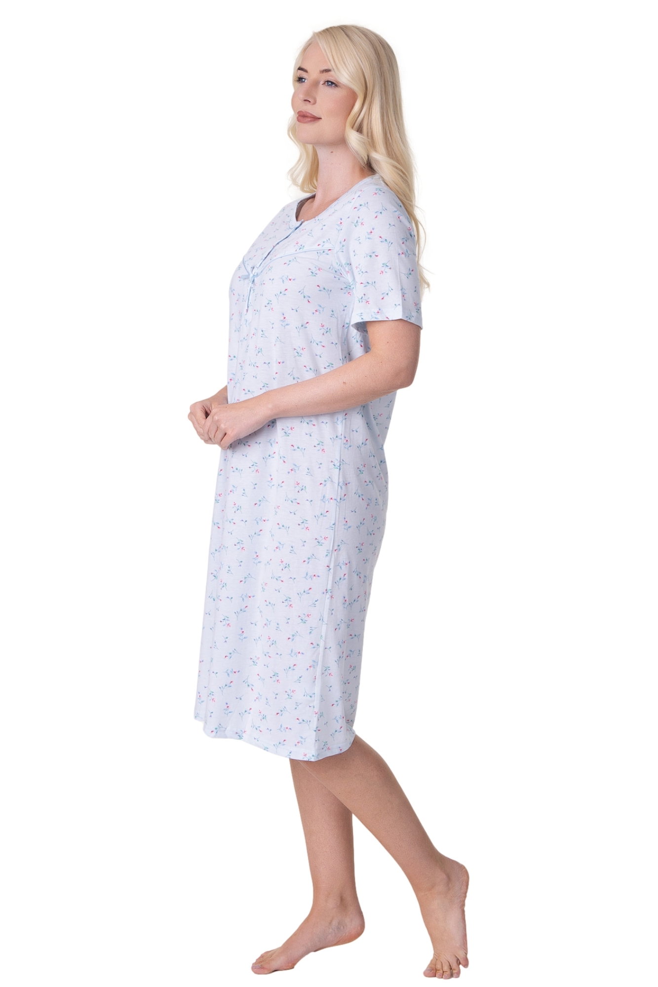 Blue Short Sleeved Nightdress, Image 2 of 5