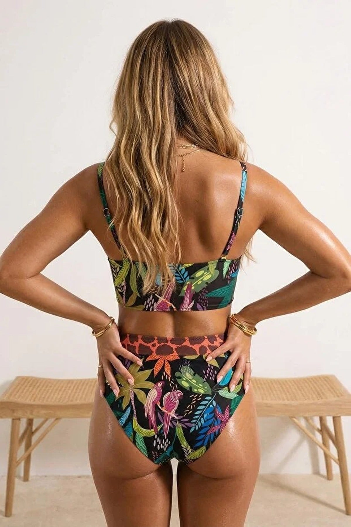 Multi WOVCOR Multi Animal Print Bikini Set with Underwired Top and Tie Side Bottom, Image 4 of 4