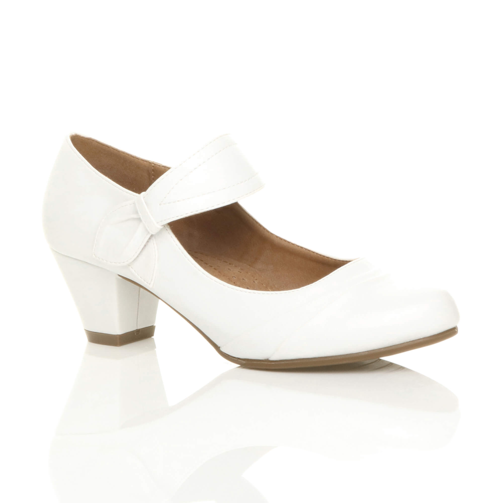 Black Mid Heel Comfort Mary Jane Court Shoes